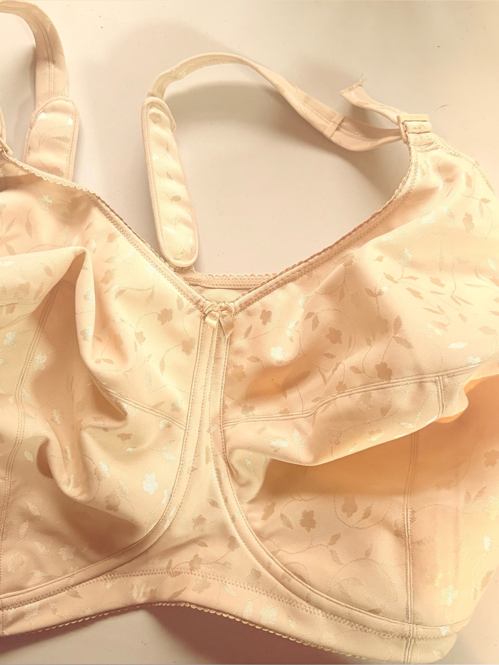 Elila 1305 Bra Size 44O Nude Floral Jacquard Full Coverage Support Bra